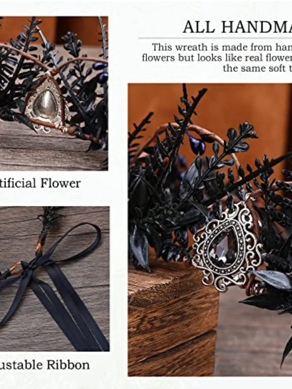 Handmade Gothic Flower Crown Twig Tiara Headpiece for Men Women Halloween